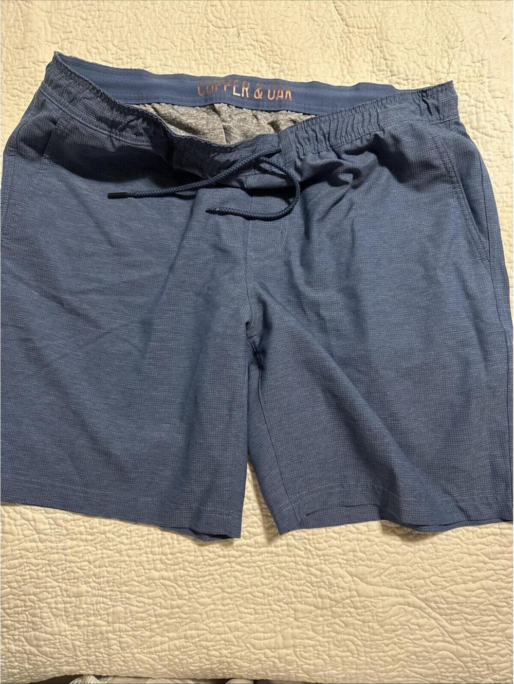 Copper & Oak Shorts Men's Large Blue Endurance All-Day Elastic Waist Drawstring